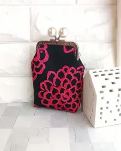 タバコケース　がま口ポーチ　アイコスケース　財布　ハンドメイド　ダリア柄