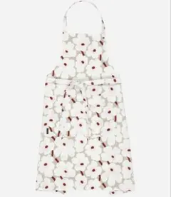 新品未使用 マリメッコ Mini Unikko エプロン ホワイト×ライトグレー