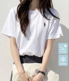 接触冷感ワンポイント刺繍コンパクトシルエットベーシックＴシャツのサムネイル