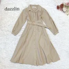 s2620【ダズリン】長袖 シャツ ロング ワンピース ベージュ 綿100％