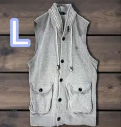 バーバリーブラックレーベル　ベスト　フォースロゴ刺繍　パーカー　グレー　メンズ