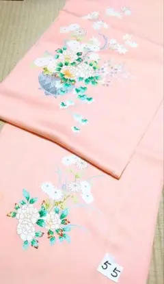 ＜は55＞着物ハギレ　解き布２枚セット　難色薄桃系　和柄