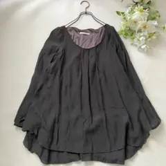アルファベッツアルファベット シフォンチュニック フレア 長袖 ダークグレー系のサムネイル
