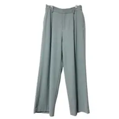 BYツイルタック ワイドパンツ　ツイルワイドパンツ　ミント　ライム　グリーン　S