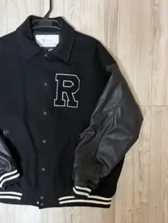 襟付きスタジャン R刺繍 ブラック