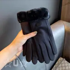 手袋 レディース 暖かい 裏起毛 防寒 スウェード ボア 人気 ブラック 再入荷