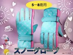 手袋　キッズ　スノーグローブ　防寒　水色　スキー　冬　雪　暖か　通常　Snow