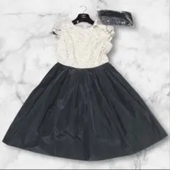 【希少美品】ストロベイリーフィールズ　アイボリーｘ黒　切替ワンピース　レース