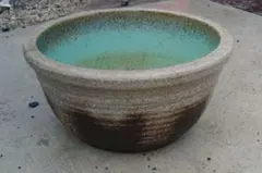 青色内側陶器水鉢 約40cm