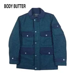 BODY BUTTER ウール チェック ジャケット 総柄 緑 黒 Mのサムネイル