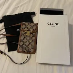セリーヌモバイルポーチCELINE タン　トリオンフ　ナチュラル