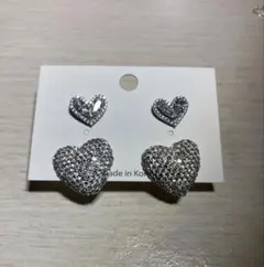 未使用　ハートビジュー　キラキラ　後ろパール　ピアス　平成ギャル　y2k