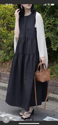 ふくれジャガード/無地/ティア―ドロングワンピース S0894【IAMUSE】