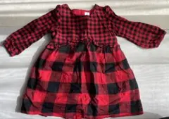 baby GAP 赤黒チェック 七分袖ワンピース 3歳用