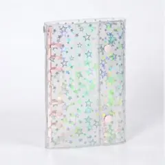 シール帳 ミニバインダー A6サイズ 星柄ピンク 透明リフィル20枚付き