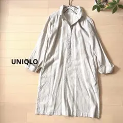 ＊美品＊UNIQLO リネンコットン膝丈ワンピース チュニック S ベージュ