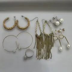 ピアス＆リングセット ゴールド シルバー パールまとめ売り