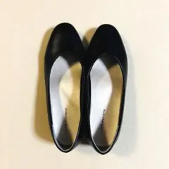 ブラック フラットシューズ パンプス レディース