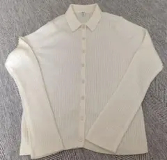 UNIQLO メリノリブニットカーディガン　アイボリー 　L