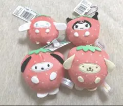 サンリオフルーツきぐるみマスコットいちご4点ナムコシナモポチャッコクロミプリン