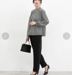 グラシア　ハニぽか　あったか裏地配色ブラウス　千鳥格子柄　上品　高見え　オフィス