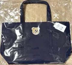 新品　FEILER オールドテディ　ワッペントートバッグ　ネイビー　大