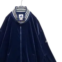 【ビッグサイズ‼️】90s adidas ベロアトラックジャケット 紺 2XL相当