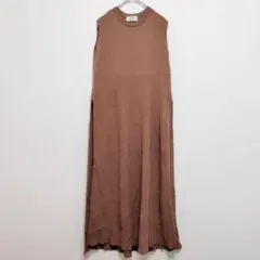 【ミラオーウェン】ノースリーブ 横開きロングワンピース ブラウン XS〜S