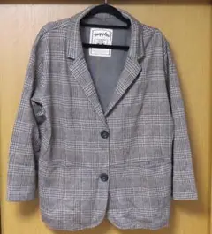 Soupplus+ ブラウンチェック柄 テーラードジャケット秋冬L