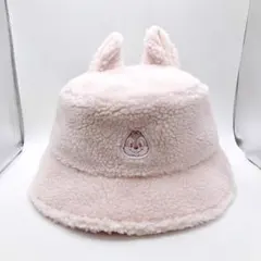 ディズニー　チップとデール　バケットハット　耳つき　ボア　フリース　ピンク
