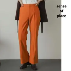 ストレッチセミフレアパンツ　オレンジ　ハロウィンカラー