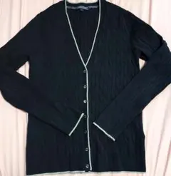 トミーヒルフィガー★ケーブルニットカーディガン★綿混★S 美品　黒