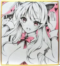 手描きイラスト オリジナル バニー ペン画 小色紙