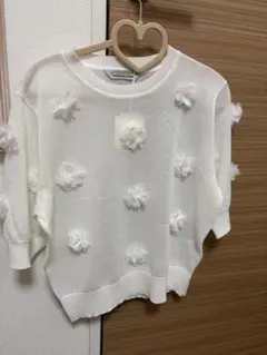 TORRAZZO DONNA フラワーモチーフ 半袖ニットのサムネイル