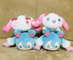 初音ミク×シナモロール 寝そべり ぬいぐるみ 桜Ver. 3種　4個セット