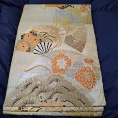 訳あり 金色 扇子模様 袋帯
