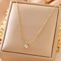 サージカルステンレス 1個のみ❣️ひし形czダイヤ 特殊チェーンネックレス