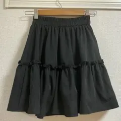 ミニスカート ブラック フレア フリル ウエストゴム