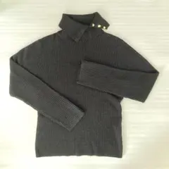 レディース トップス タートルネック 長袖 ブラックラメ LLサイズ