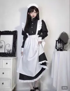 クラシカルメイド服 ロング丈 ブラック＆ホワイト