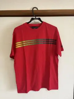 adidas アディダス ストライプ Tシャツ 赤 Lサイズ