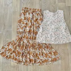 PAUL & JOE 花柄ロングスカート キッズ半袖ワンピースセット 110cm