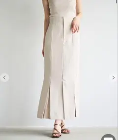 COCODEAL ハイウエストプリーツデザインマーメイドスカート