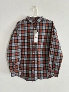 GU ☆新品タグ付 XS フランネルチェックシャツ オレンジ ネルシャツ
