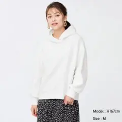 GU☆ダブルフェイスプルパーカー　スウェット　長袖　ホワイト　レディース　白