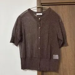 SALOON 半袖 ラメニットカーディガン ブラウンのサムネイル