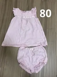 ミキハウス　ノースリーブワンピース　ピンク　ブルマ　80