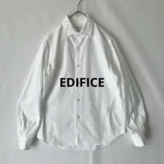 【秋物】EDIFICE エディフィス ホワイト ボタンダウン 長袖シャツ M