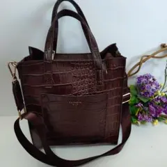 最終✨美品ALTROSE アルトローズクロコダイル形押し手提げ＆ショルダーバック