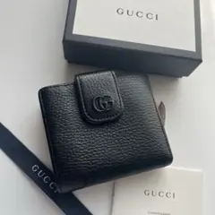 ✨極美品　現行✨GUCCI 二つ折り　マーモント　スプリーム　レザー　ブラック グッチ 財布 二つ折り財布 GUCCI GG マーモント レザー